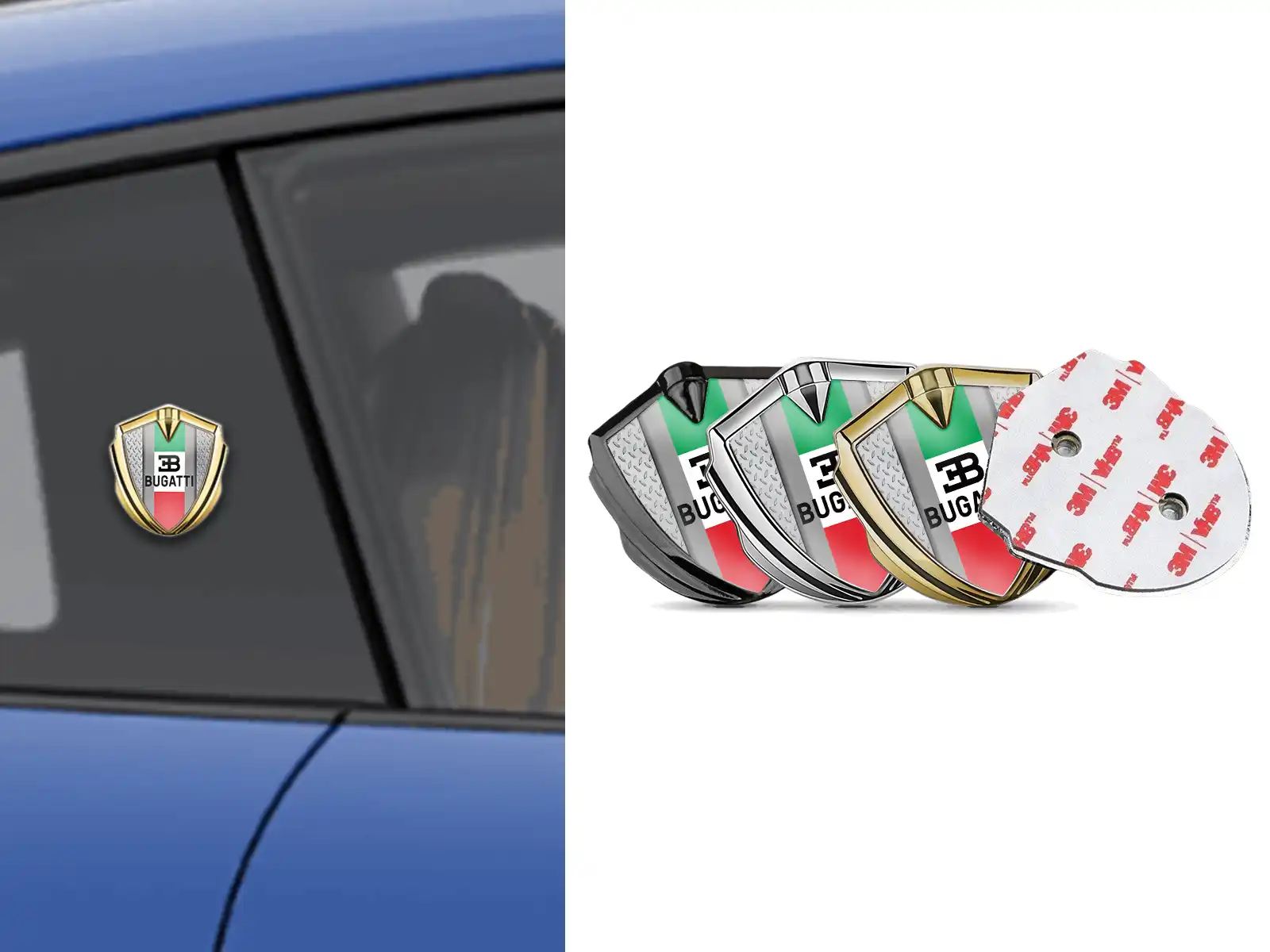 Bugatti Badge Marca Auto Stile Tuning Splendente Metallo